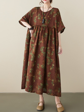 Vestido camisero de algodón con cuello redondo "Música del Amor"