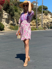 Vestido bohemio con dobladillo con volantes florales