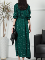 Elegante vestido de corte A con cuello redondo para mujer