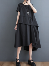 Vestido holgado de algodón con cuello redondo y corte A de Just My Style