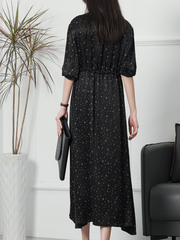 Elegante vestido de corte A con cuello redondo para mujer