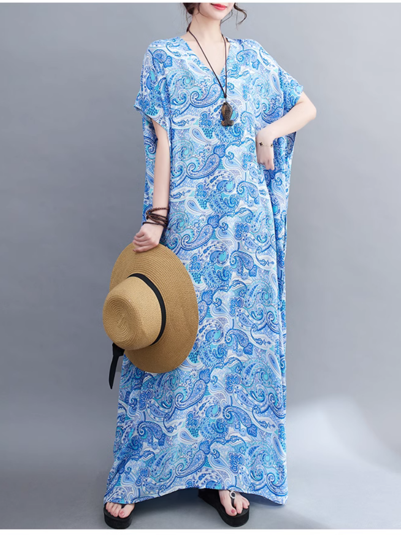 Beach Goddess Women's Casual Printed Kaftan Dress Emes Shop Beach Goddess Women's Casual Printed Kaftan Dress Emes Shop
