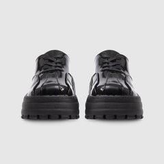 Loafer mit quadratischer Zehenpartie und Schnür-Sneakers Schwarz