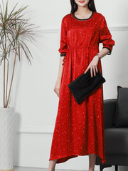 Elegante vestido de corte A con cuello redondo para mujer