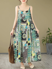 Vestido elegante y holgado de corte A de algodón todo en uno