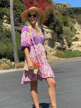 Boho-Kleid mit floralem Rüschensaum