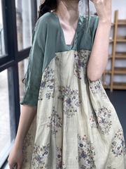 Vestido elegante de corte A con cuello en V y estampado retro