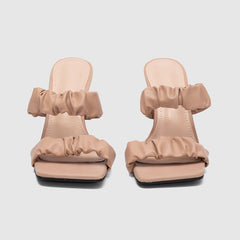 Square Toe Slide Sandals Apricot