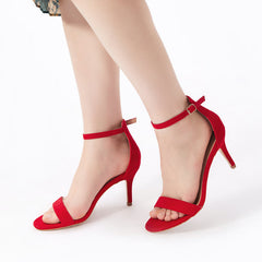 Sandalen mit Stilettoabsatz und Knöchelriemen, offene Zehenpartie