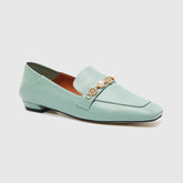 Square Toe Loafers Flats Blue