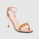 Ankle Strap Thin Heeled Sandals Gold
