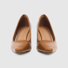 Pumps mit quadratischer Zehenpartie und klobigem Absatz in Braun