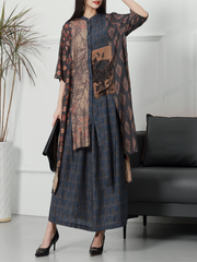 Frühlings-Amazing Loose Button-Down-Kleid mit Print in A-Linie