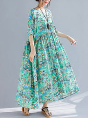 Grünes, leichtes Kittelkleid