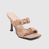 Square Toe Slide Sandals Apricot