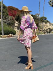 Vestido bohemio con dobladillo con volantes florales