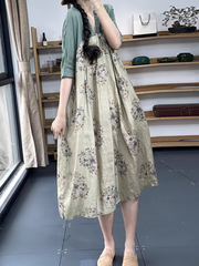 Vestido elegante de corte A con cuello en V y estampado retro