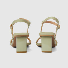 Square Toe Ankle Strap Heeled Samdals Green