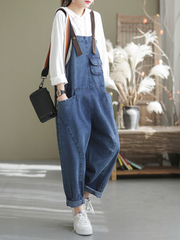 Frühling Stilvolle Denim Casual Lose Western Latzhose Overalls