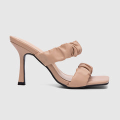 Square Toe Slide Sandals Apricot