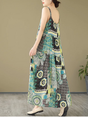 Vestido elegante y holgado de corte A de algodón todo en uno