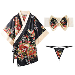 Geblümter japanischer Kimono-Bademantel in 3 Variationen