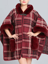 Feeling Fluffery Cape-Cardigan mit Karomuster in Übergröße