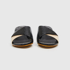 Chunky Heeled Slippers Black