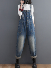 Spring Stylish Large Size Loose Denim Overalls