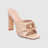 Chunky Heeled Sandals Apricot