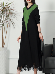 Frühlings-Fit-and-Flare-Midikleid aus Strick mit Rundhalsausschnitt