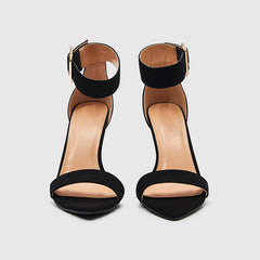 Pointy Toe Ankle Strap Heeled Sandals