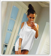 Langes T-Shirt mit Cut-Outs an den Schultern
