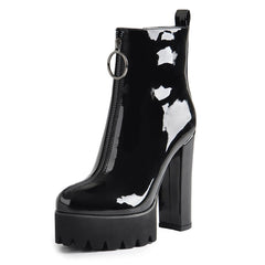 Patent Leather Ankle Boots