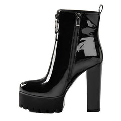 Patent Leather Ankle Boots