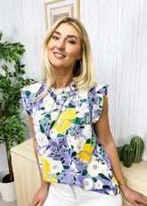 Bluse mit Blumendruck und Rüschendetail