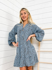 Drop Shoulder Cheetah Print Dress