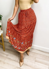High Waist Floral Bohemian Skirt