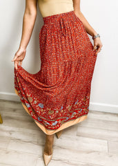 High Waist Floral Bohemian Skirt