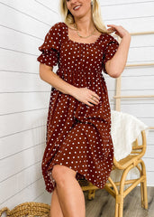 Polka Dot Puff Sleeve Dress