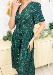 Polka Dot Button Casual Dress