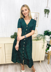 Polka Dot Button Casual Dress