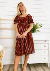 Polka Dot Puff Sleeve Dress