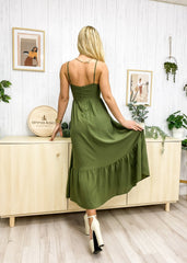 Solid Color Surplice Neck Dress