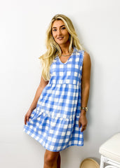 Gingham Print Tiered Dress