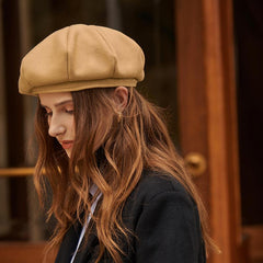 Einfarbige Kürbis-Baskenmütze