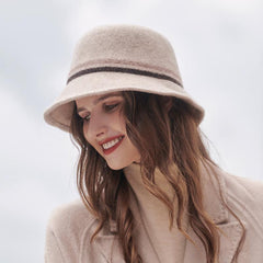 Sombrero peludo de doble raya