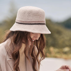 Sombrero peludo de doble raya