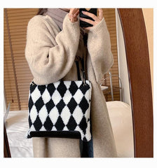 Fluffy Diamond Pattern Bag