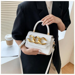 Gold Buckle Top Handle Bag